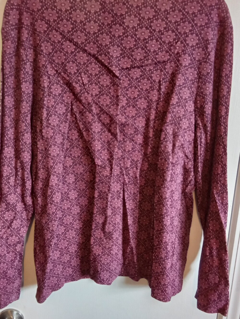 #6081 Women’s Long Sleeve Floral Print Top - Mauve Pink  -  3XL